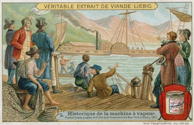 Robert Fultons erster Raddampfer für den Dienst zwischen New York und Albany, 1807